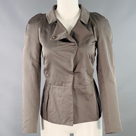 MARNI Size 2 Grey Polyester Techno Peplum Hidden Placket Jacket Blazer - Picture 1 of 5